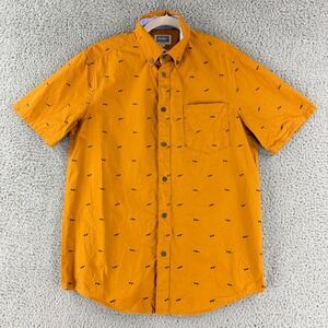 Altamont Button Up Shirt Mens M Orange Sunglasses Print Short Sleeve Skate Y2K